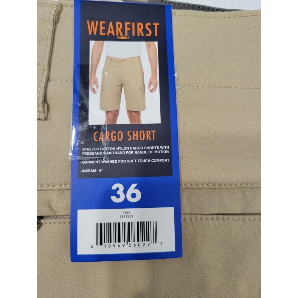 Wearfirst Cargo Shorts Mens 36 Tan Stretch Cotton Nylon Summer Outdoor Pockets - Picture 2 of 8